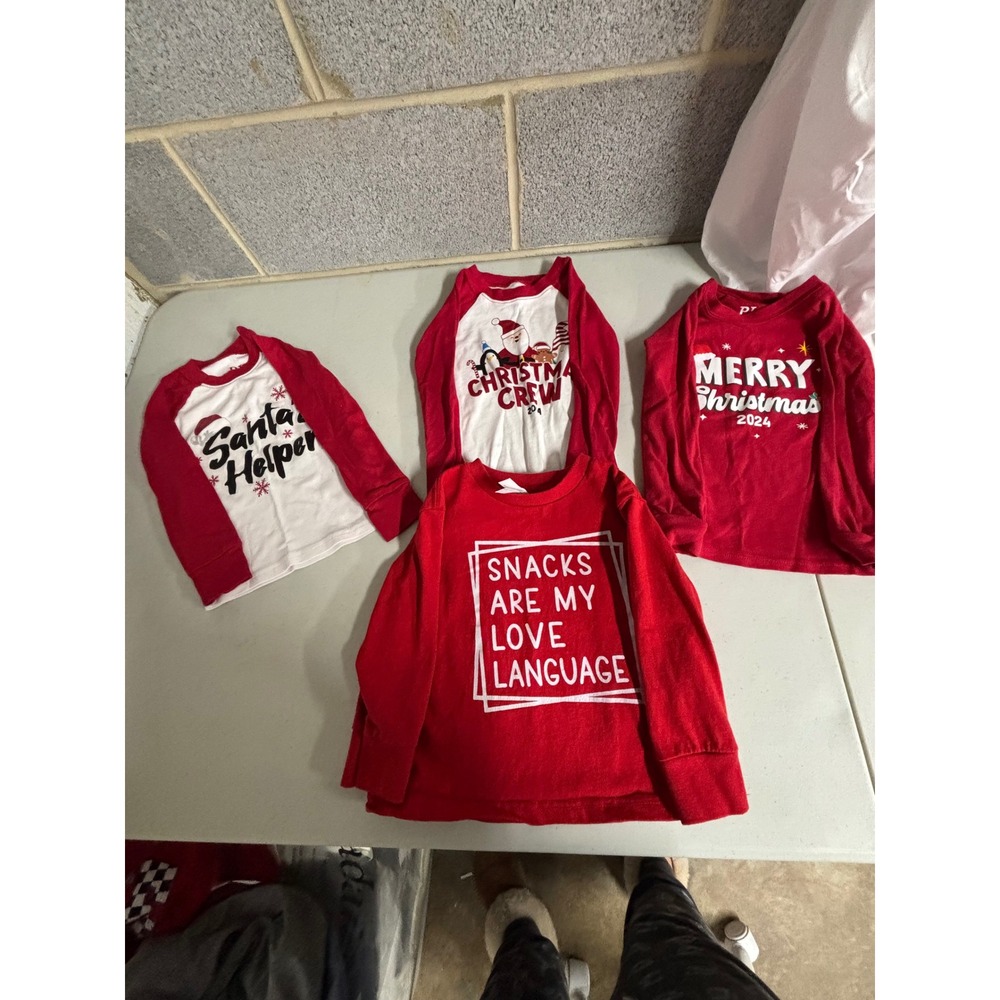 Kids Christmas Long Sleeve‎ Shirts Bundle 4 Pack Size 4